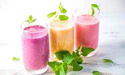 Colorful smoothies to eat after dental implant surgery in San Antonio
