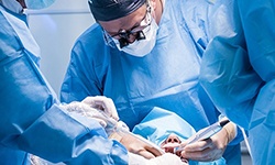 San Antonio implant dentist during dental implant surgery