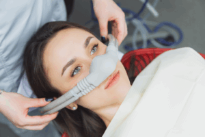 a patient receiving nitrous oxide sedation